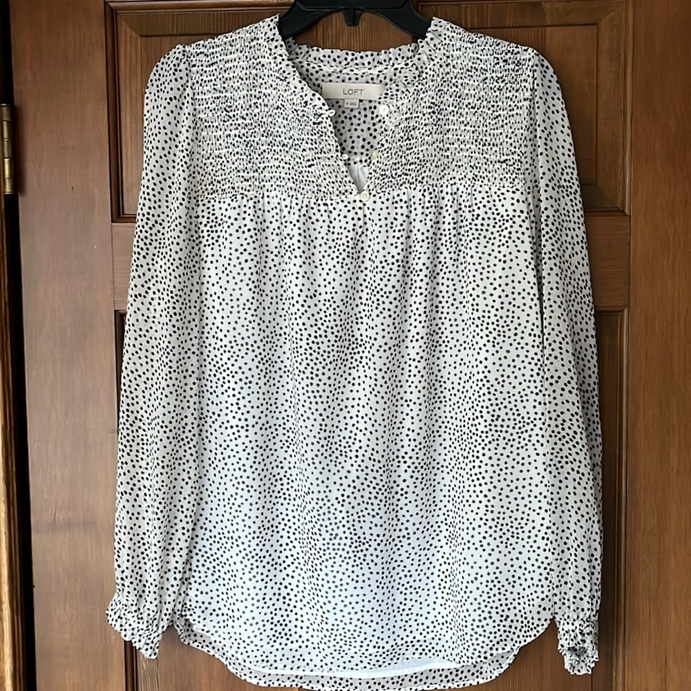 Loft white and black blouse